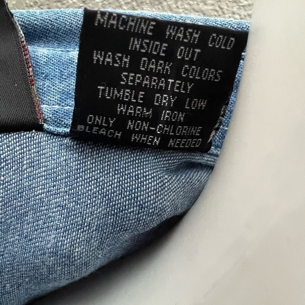 Vintage Mickey Mouse Unlimited Embroidered Button Up Denim Blue Jean Shirt - Picture 10 of 12